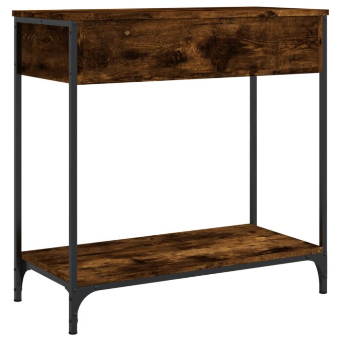 Table console chêne fumé 75x34,5x75 cm bois d'ingénierie – Image 6