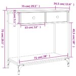 Table console chêne fumé 75x34,5x75 cm bois d'ingénierie – Image 9