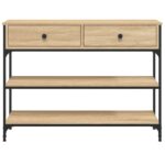 Table console chêne sonoma 100x25x75 cm bois d'ingénierie – Image 4