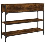 Table console chêne fumé 100x25x75 cm bois d'ingénierie – Image 6