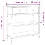 Table console chêne sonoma 72,5x25x75 cm bois d'ingénierie – Image 9