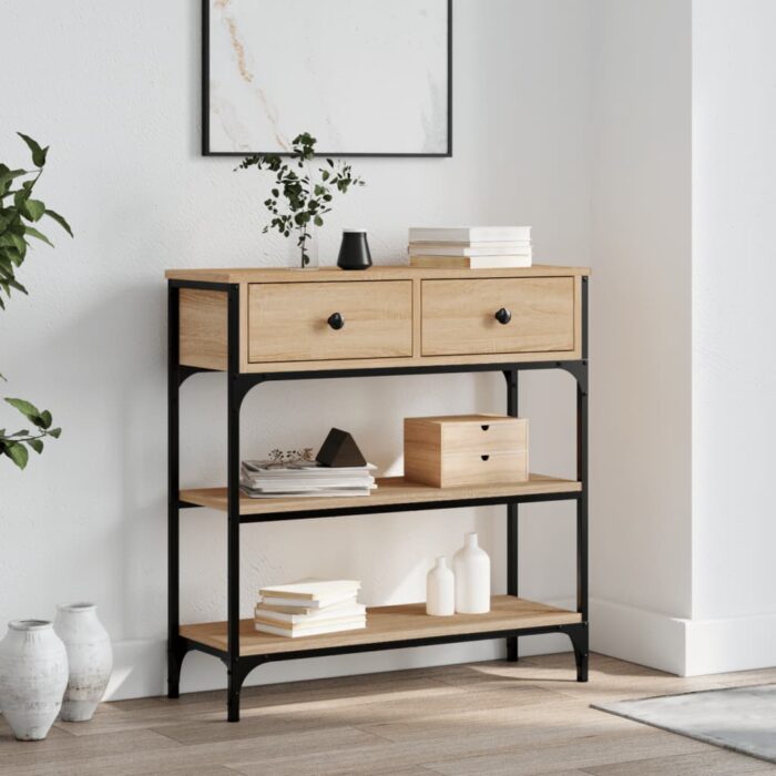 Table console chêne sonoma 72,5x25x75 cm bois d'ingénierie – Image 1