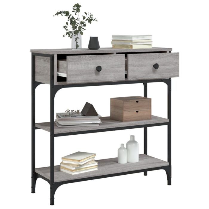 Table console sonoma gris 72,5x25x75 cm bois d'ingénierie – Image 2
