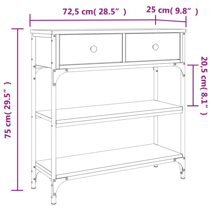 Table console sonoma gris 72,5x25x75 cm bois d'ingénierie – Image 9