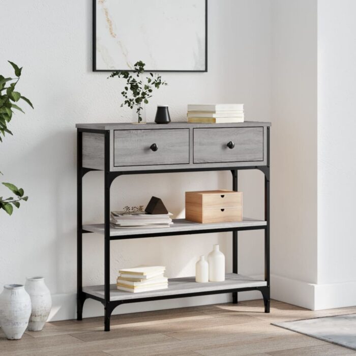 Table console sonoma gris 72,5x25x75 cm bois d'ingénierie – Image 1