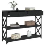 Table console noir 100x28x75 cm bois d'ingénierie – Image 2