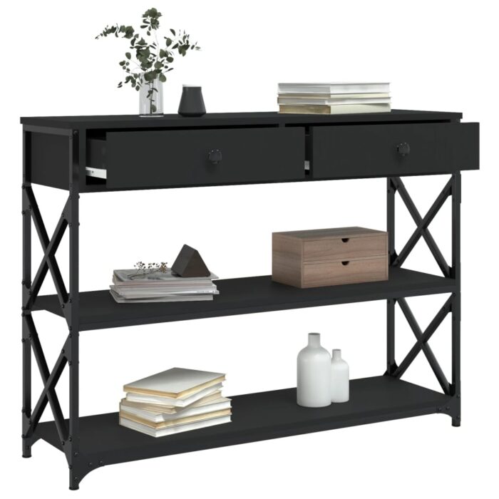 Table console noir 100x28x75 cm bois d'ingénierie – Image 2