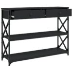 Table console noir 100x28x75 cm bois d'ingénierie – Image 3