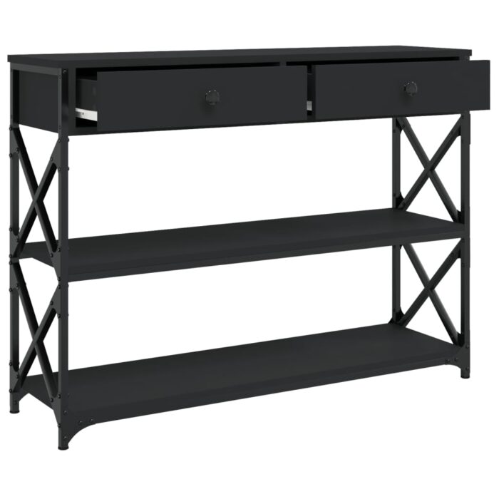 Table console noir 100x28x75 cm bois d'ingénierie – Image 3