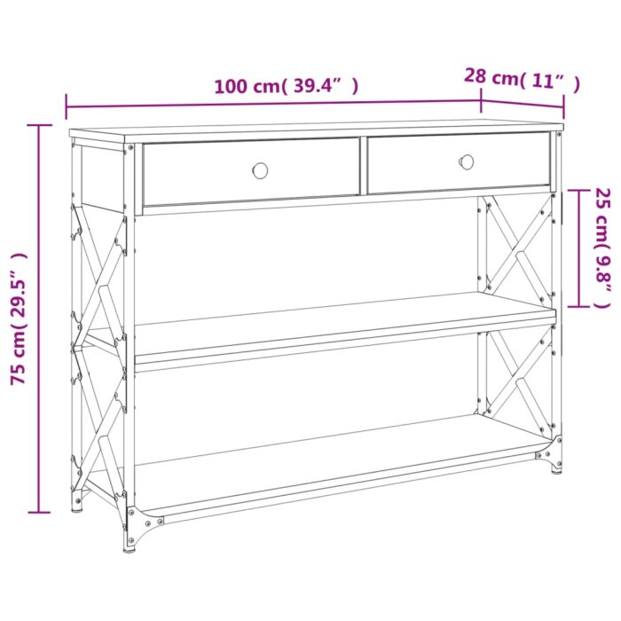 Table console noir 100x28x75 cm bois d'ingénierie – Image 9