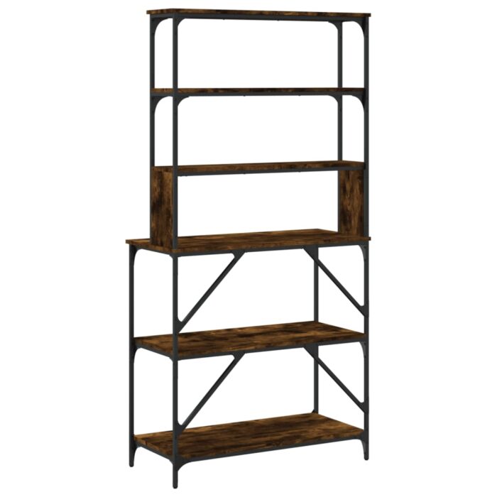 Support de boulanger à 6 niveaux chêne fumé 90x40x180 cm – Image 4