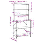 Support de boulanger à 6 niveaux chêne fumé 90x40x180 cm – Image 7