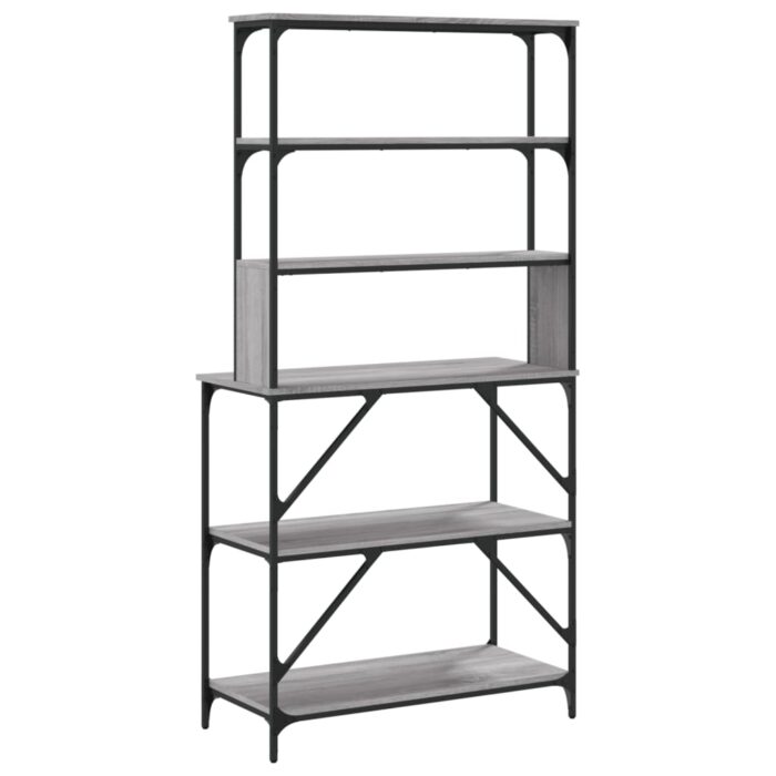 Support de boulanger à 6 niveaux sonoma gris 90x40x180 cm – Image 4