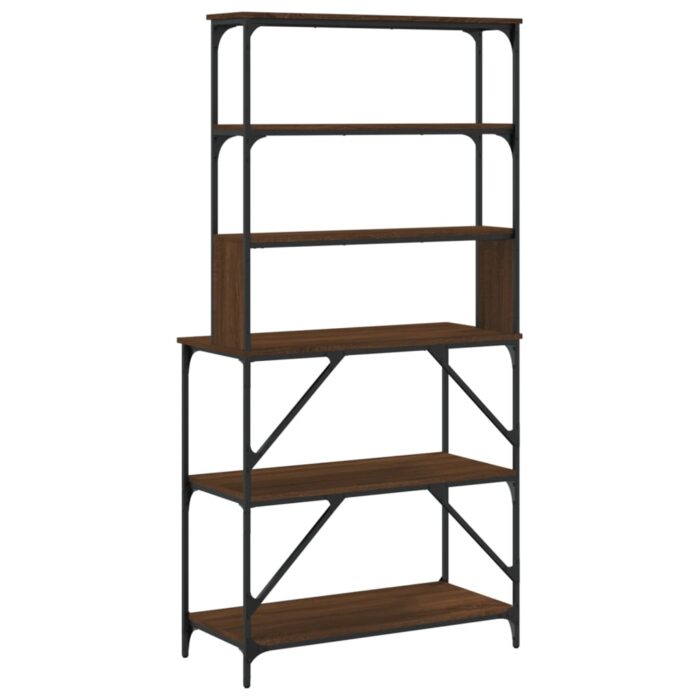 Support de boulanger à 6 niveaux chêne marron 90x40x180 cm – Image 4