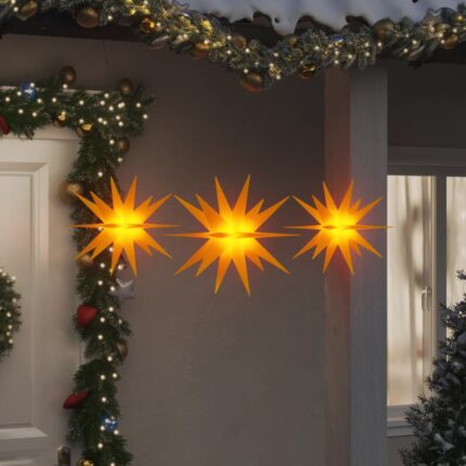 Lumières de Noël avec LED 3 pcs pliable jaune