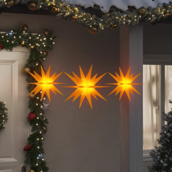 Lumières de Noël avec LED 3 pcs pliable jaune – Image 1