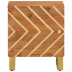 Table de chevet marron et noir bois de manguier solide – Image 2