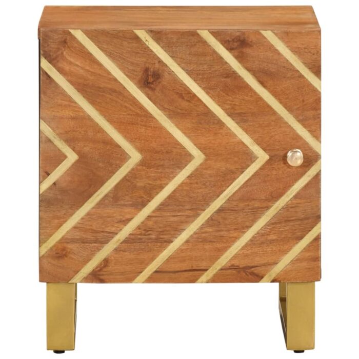 Table de chevet marron et noir bois de manguier solide – Image 2