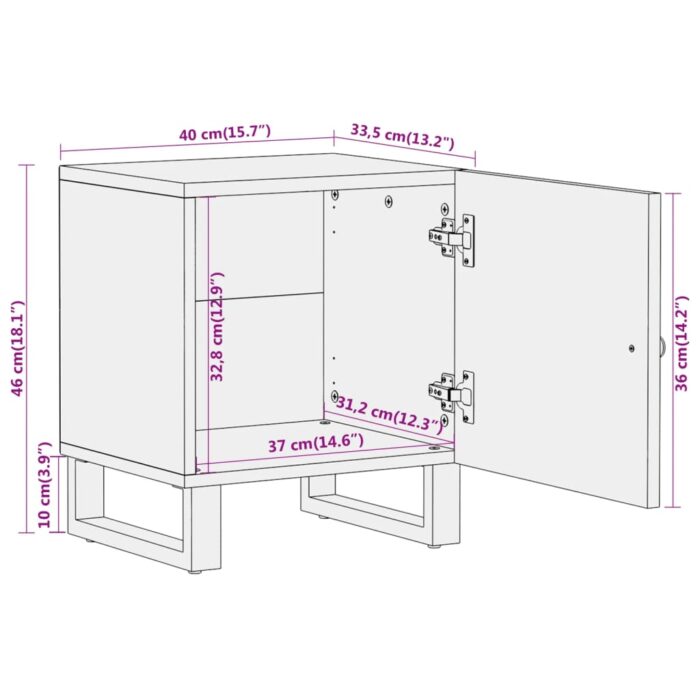 Tables de chevet 2 pcs marron et noir bois de manguier solide – Image 11
