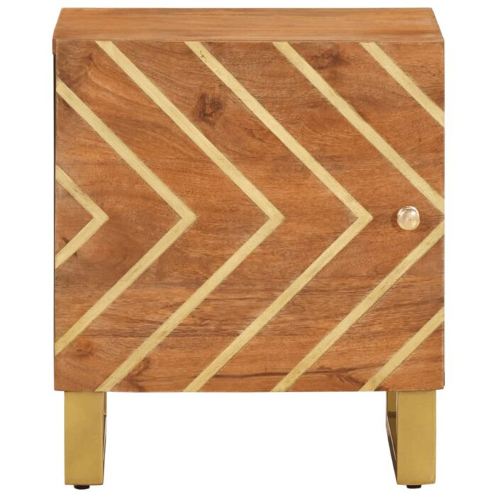 Tables de chevet 2 pcs marron et noir bois de manguier solide – Image 3