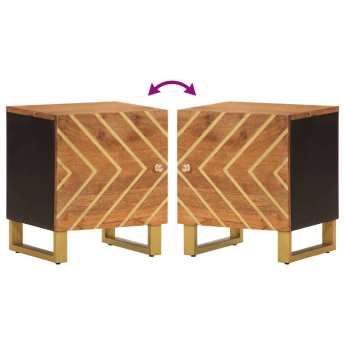 Tables de chevet 2 pcs marron et noir bois de manguier solide – Image 6