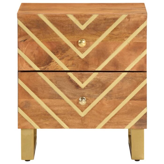 Table de chevet marron et noir bois de manguier solide – Image 2