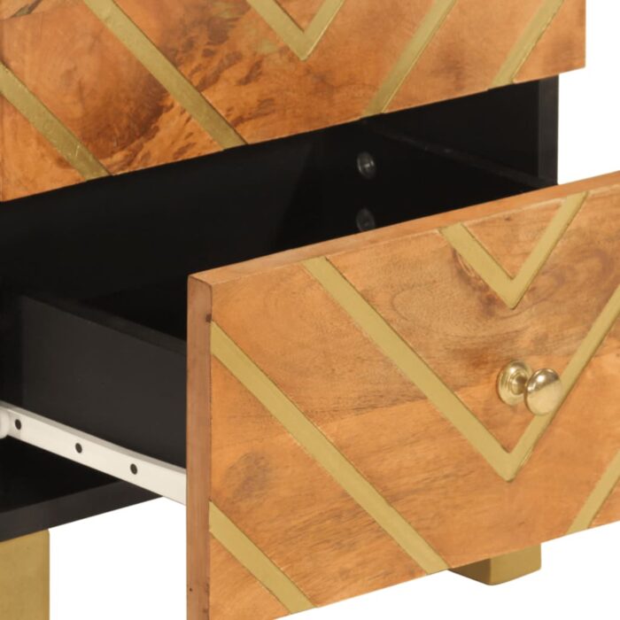 Table de chevet marron et noir bois de manguier solide – Image 5