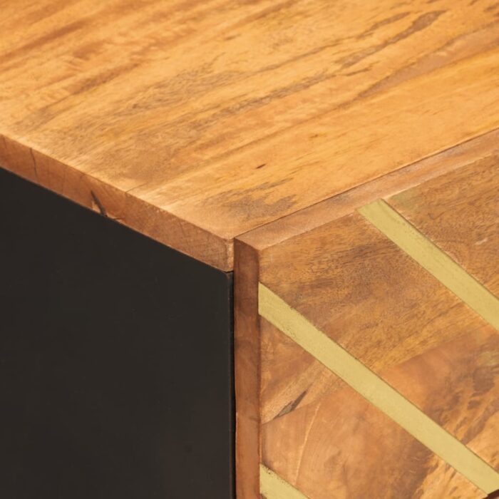 Table de chevet marron et noir bois de manguier solide – Image 6
