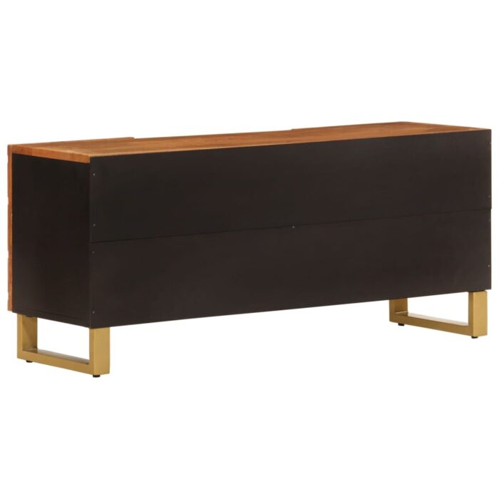 Meuble TV marron et noir 105x33,5x46 cm bois massif manguier – Image 4