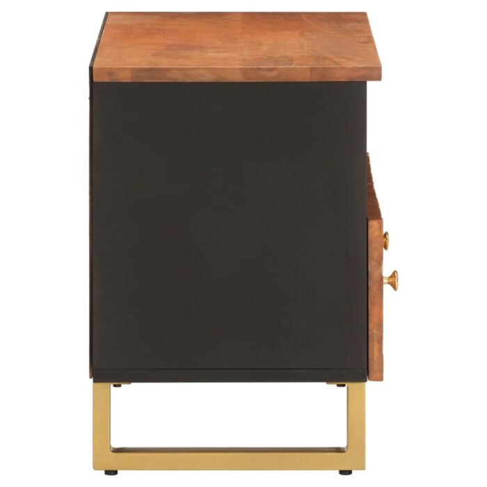 Meuble TV marron et noir 70x33,5x46 cm bois massif de manguier – Image 3