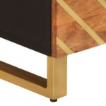 Meuble TV marron et noir 70x33,5x46 cm bois massif de manguier – Image 7