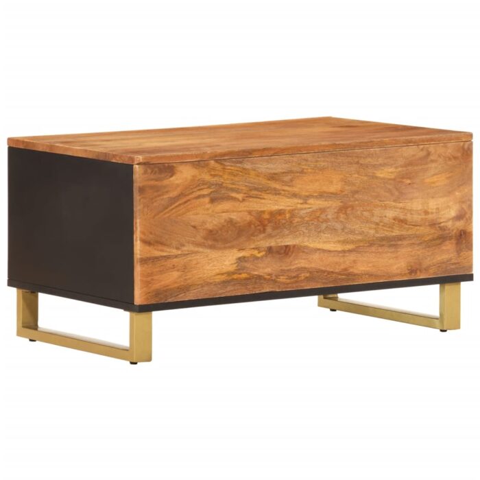 Table basse marron et noir 80x50x40 cm bois de massif manguier – Image 4