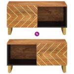 Table basse marron et noir 80x50x40 cm bois de massif manguier – Image 5