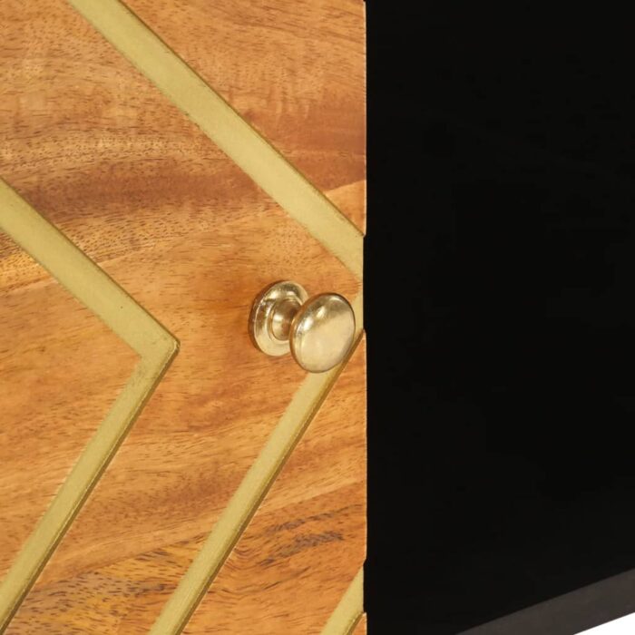 Table basse marron et noir 80x50x40 cm bois de massif manguier – Image 7