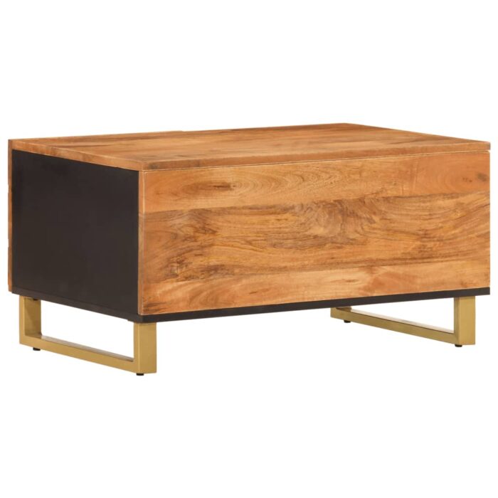 Table basse marron et noir 80x50x40 cm bois de massif manguier – Image 4