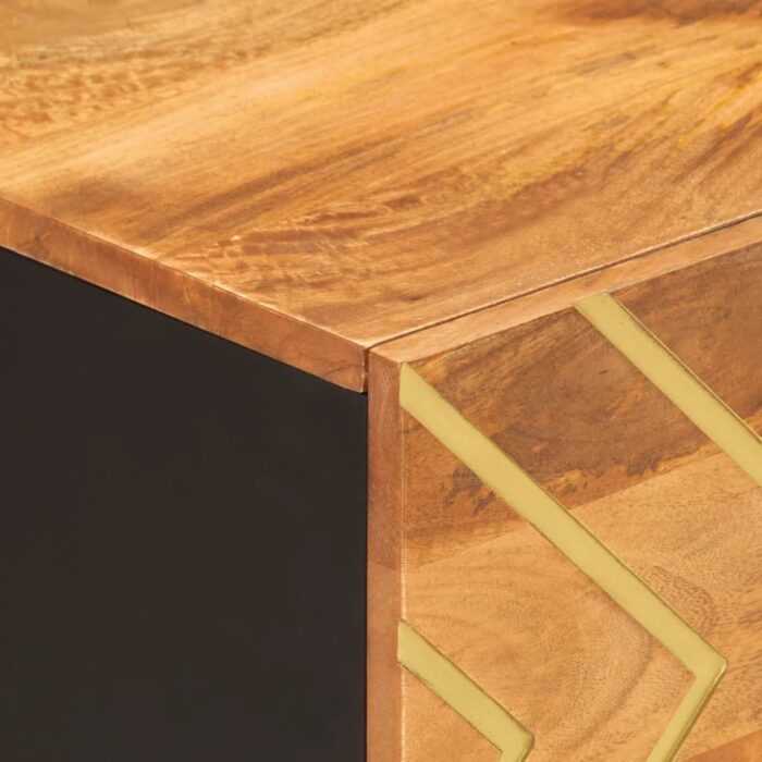 Table basse marron et noir 80x50x40 cm bois de massif manguier – Image 5