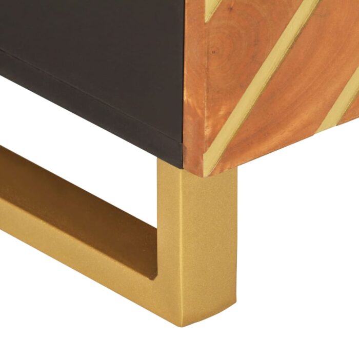 Table basse marron et noir 80x50x40 cm bois de massif manguier – Image 7