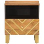 Tables de chevet 2 pcs marron et noir bois de manguier solide – Image 2