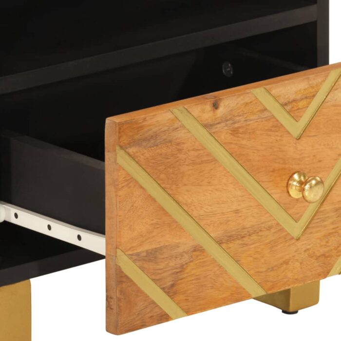 Tables de chevet 2 pcs marron et noir bois de manguier solide – Image 5