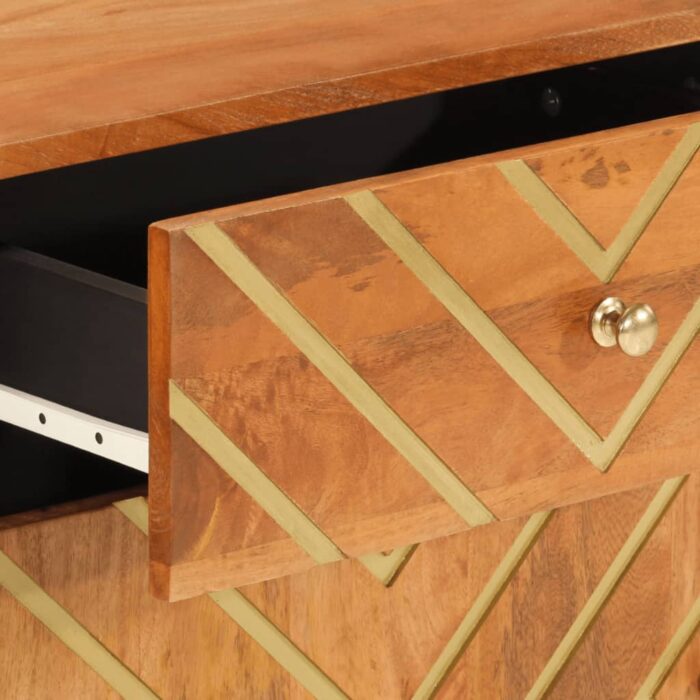 Table de chevet marron et noir 50x33x60 cm bois manguier solide – Image 8