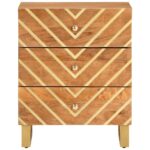 Table de chevet marron et noir 50x33x60 cm bois manguier solide – Image 2