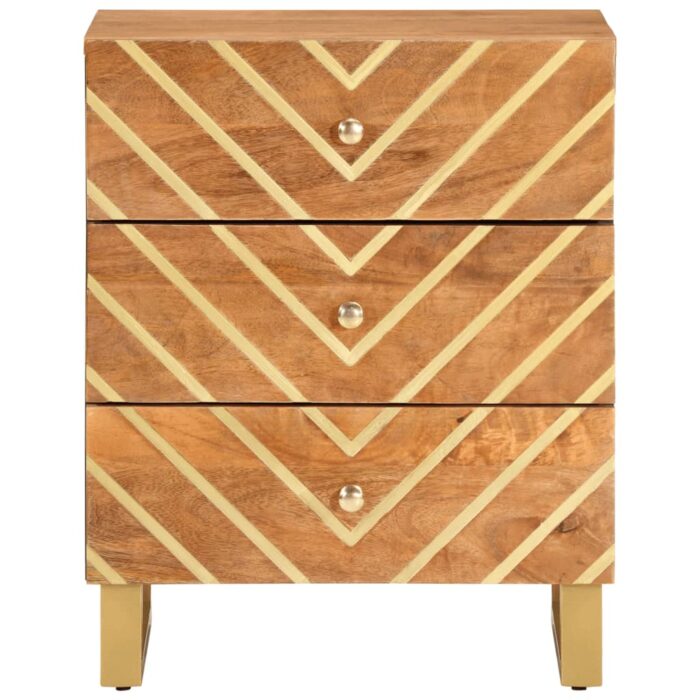 Table de chevet marron et noir 50x33x60 cm bois manguier solide – Image 2