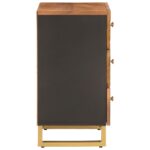 Table de chevet marron et noir 50x33x60 cm bois manguier solide – Image 3