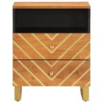 Table de chevet marron et noir 50x33x60 cm bois manguier solide – Image 2