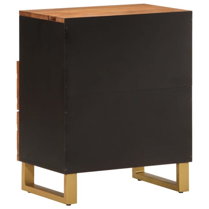 Table de chevet marron et noir 50x33x60 cm bois manguier solide – Image 4