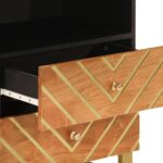 Table de chevet marron et noir 50x33x60 cm bois manguier solide – Image 5