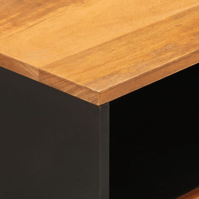 Table de chevet marron et noir 50x33x60 cm bois manguier solide – Image 6