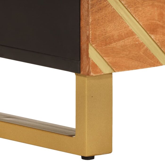 Table de chevet marron et noir 50x33x60 cm bois manguier solide – Image 7