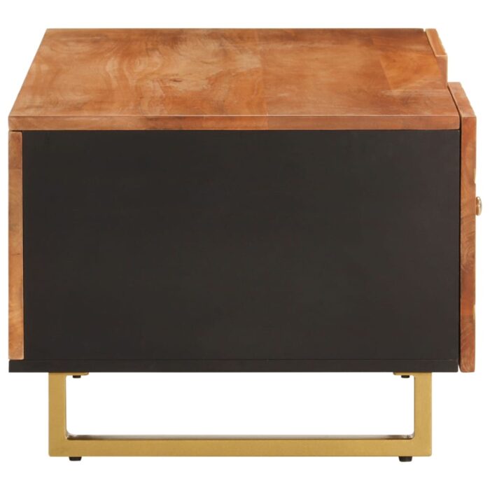 Table basse marron et noir 100x54x40 cm bois massif de manguier – Image 3