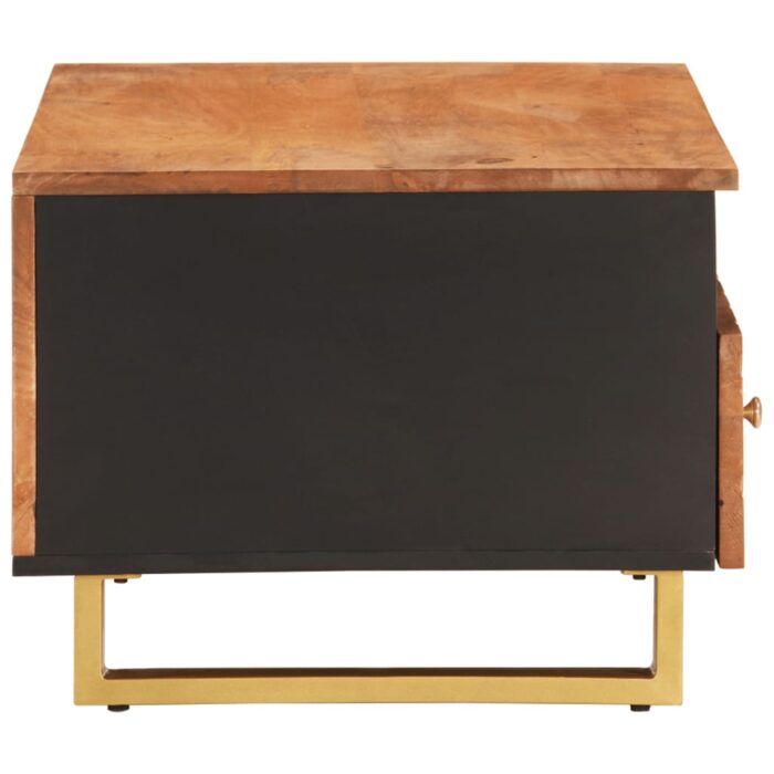 Table basse marron et noir 80x54x40 cm bois de massif manguier – Image 3
